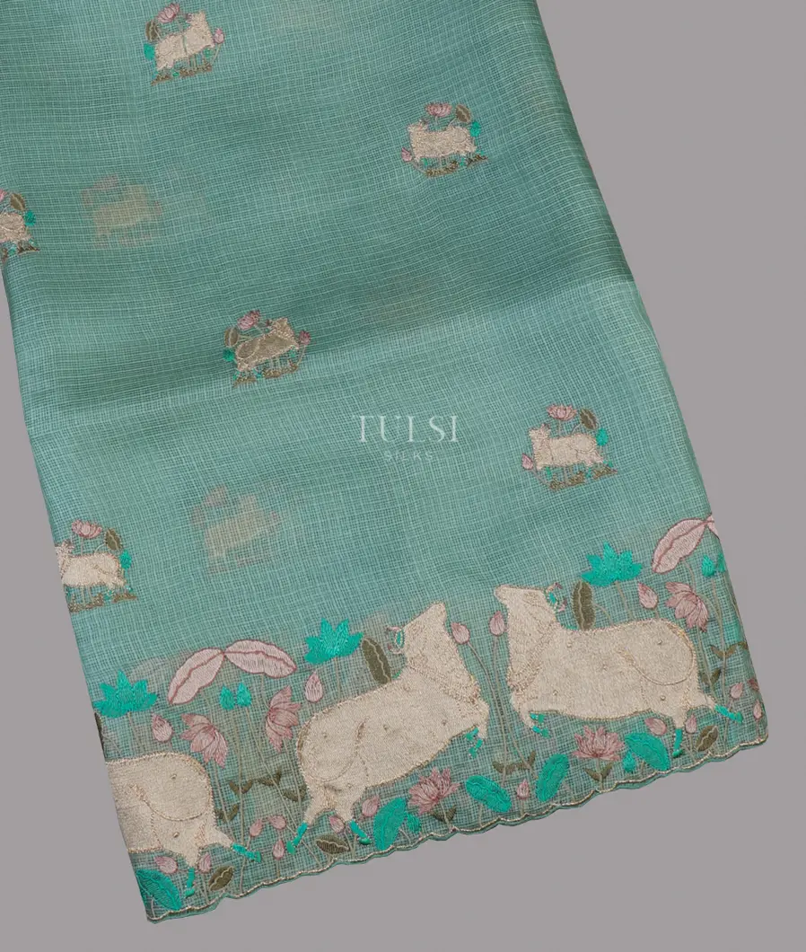 Blue Silk Kota Embroidery Saree T659254-image