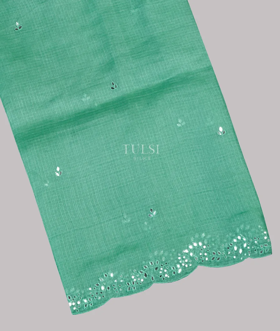 Bluish Green Silk Kota Embroidery Saree T655452-image