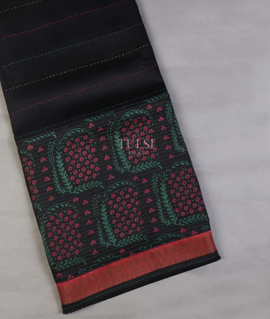Black Tussar Printed Saree T635178-image