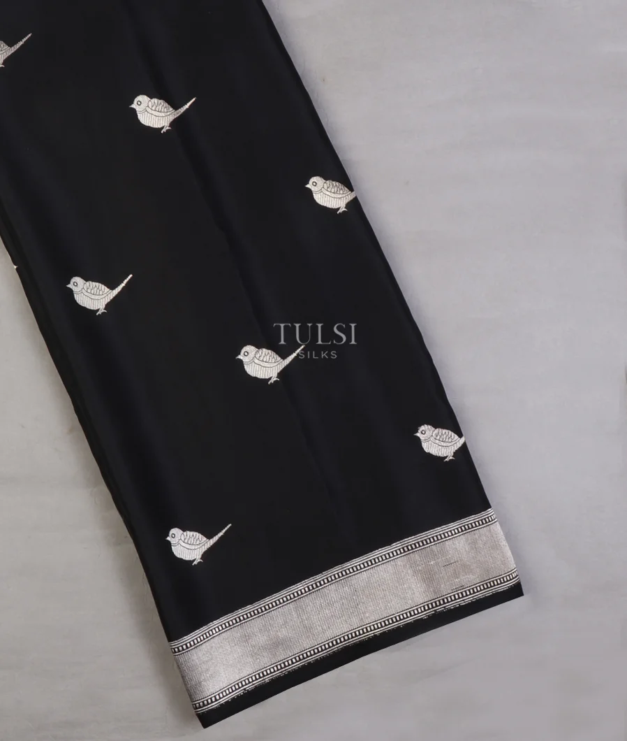 Black Banaras Mashru Silk Saree T657845-image