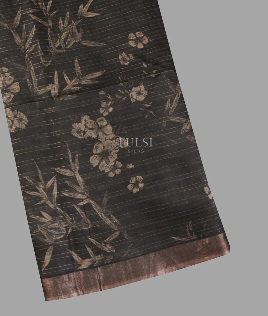 Black Tussar Printed Saree T616190-image