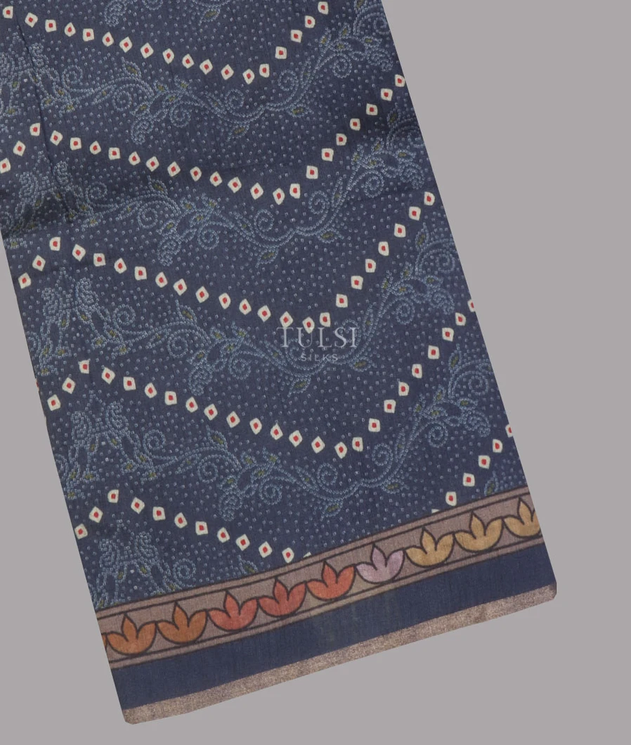 Blue Tussar Printed Saree T593074-image
