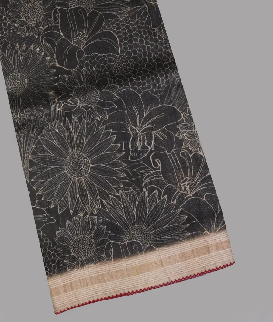 Black Tussar Printed Saree T591628-image