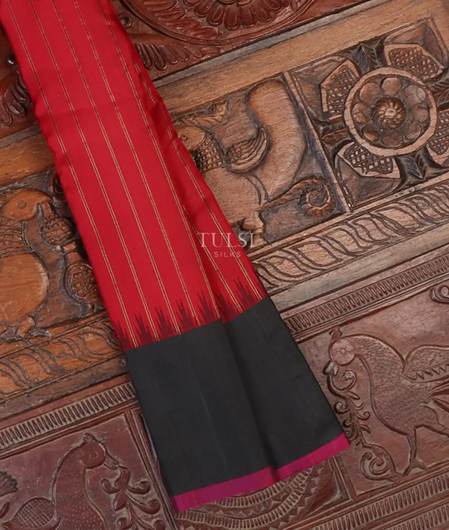 Red Gadwal Silk Saree T586666-1-image