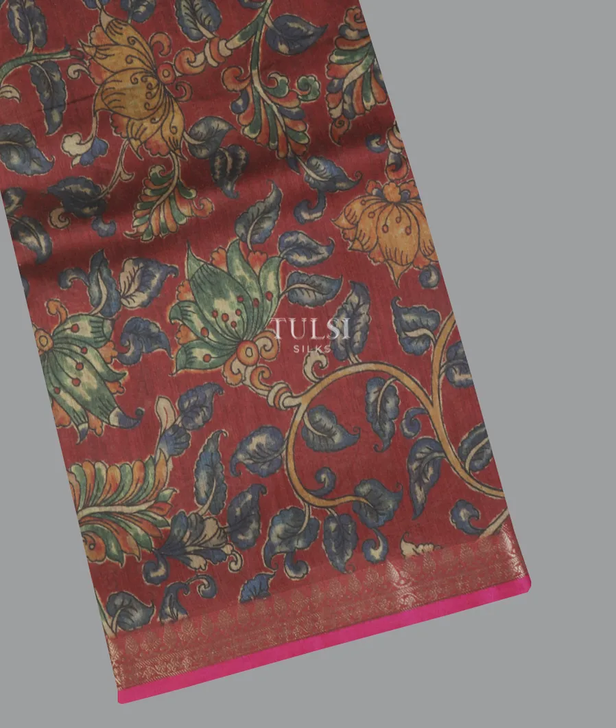 Reddish Brown Tussar Printed Saree T603399-image