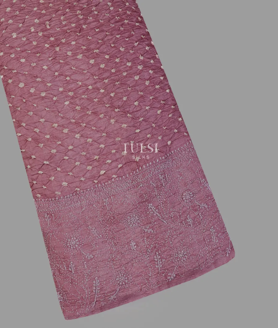 Lavender Bandhani Tussar Saree T652781-image