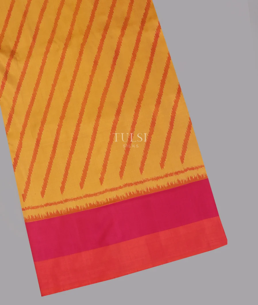 Yellow Ikat Silk Saree T663675-image
