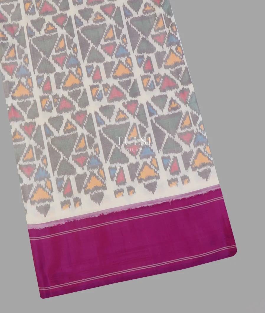 Off - White Ikat Silk Saree T663689-image