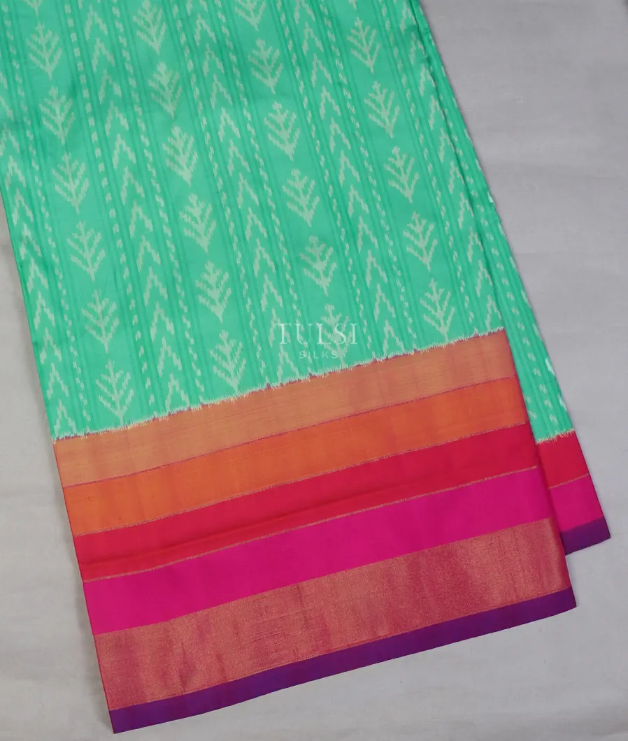 Greenish Blue Ikat Silk Saree T663690-image