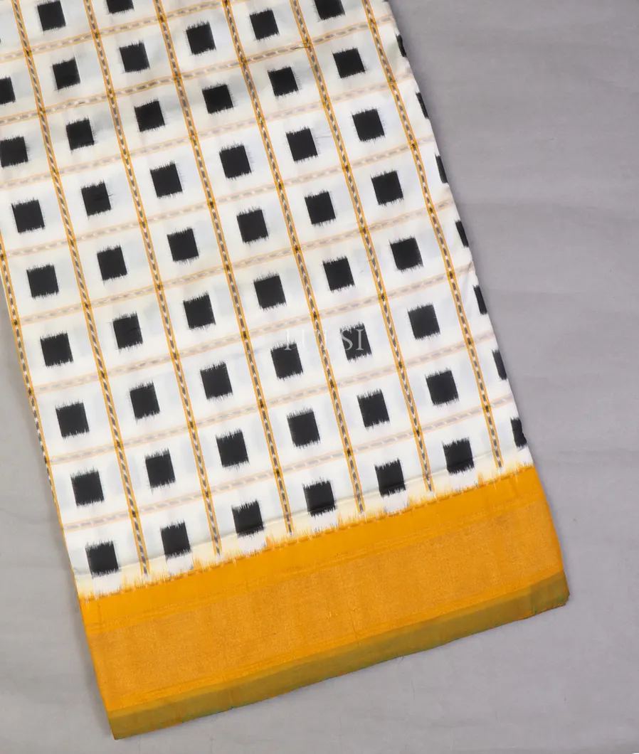 Off-White Ikat Silk Saree T663748-image