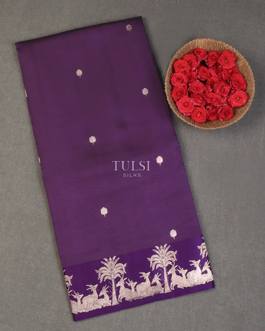 Purple Banaras Silk Saree T663197-image