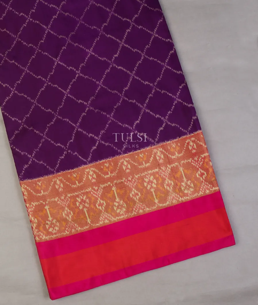 Purple Ikat Silk Saree T663685-image