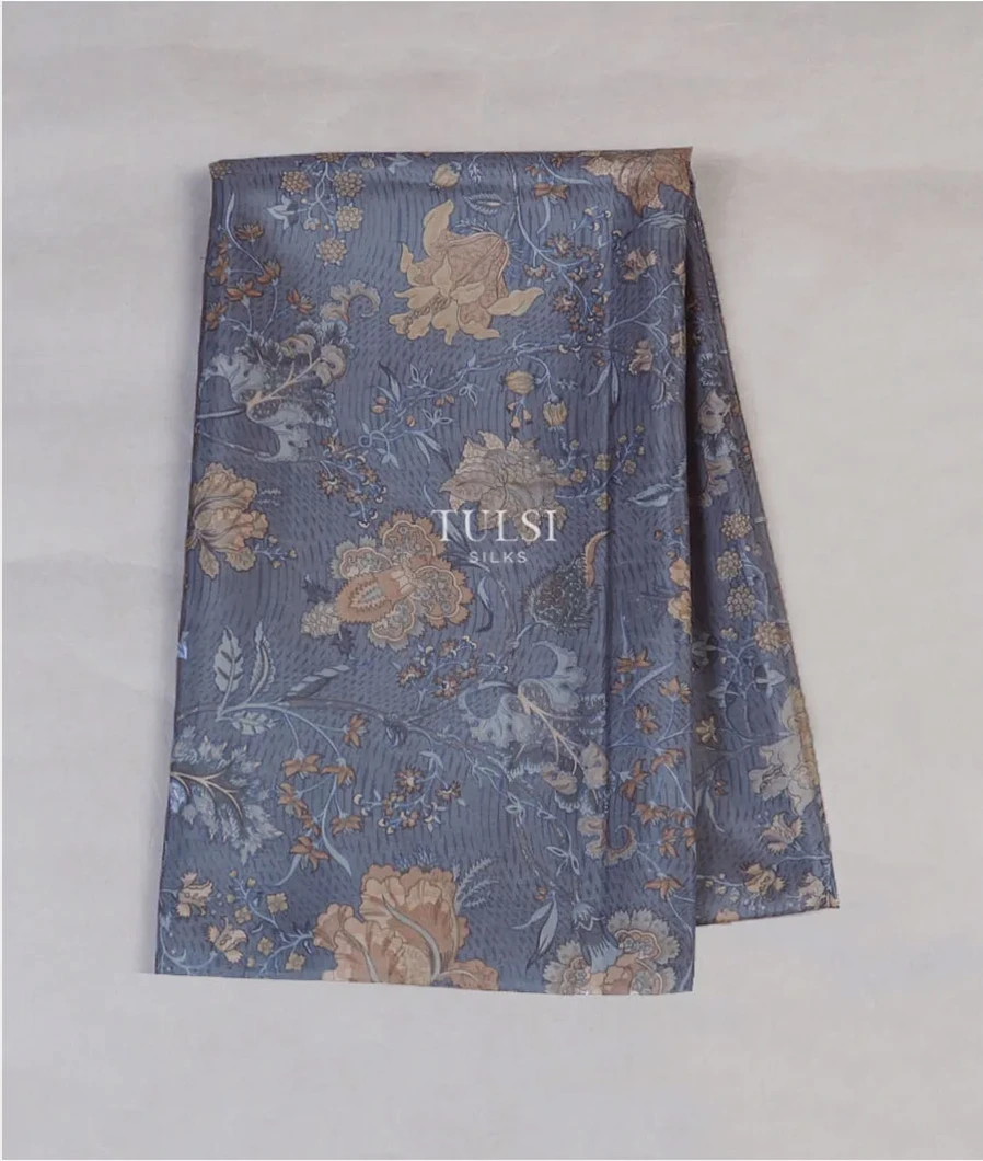 Blue Hand Printed Kanjivaram Silk Blouse T643002-image