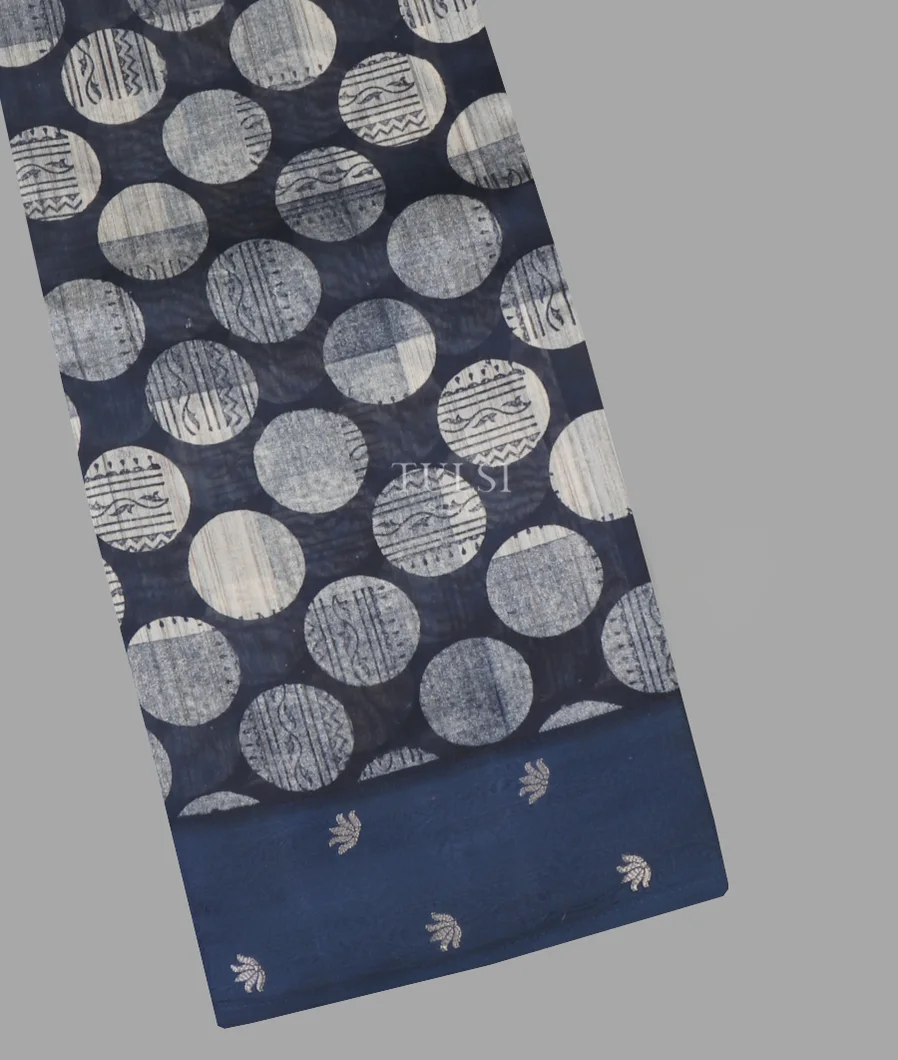 Blue Soft Printed Cotton Saree T661467-image