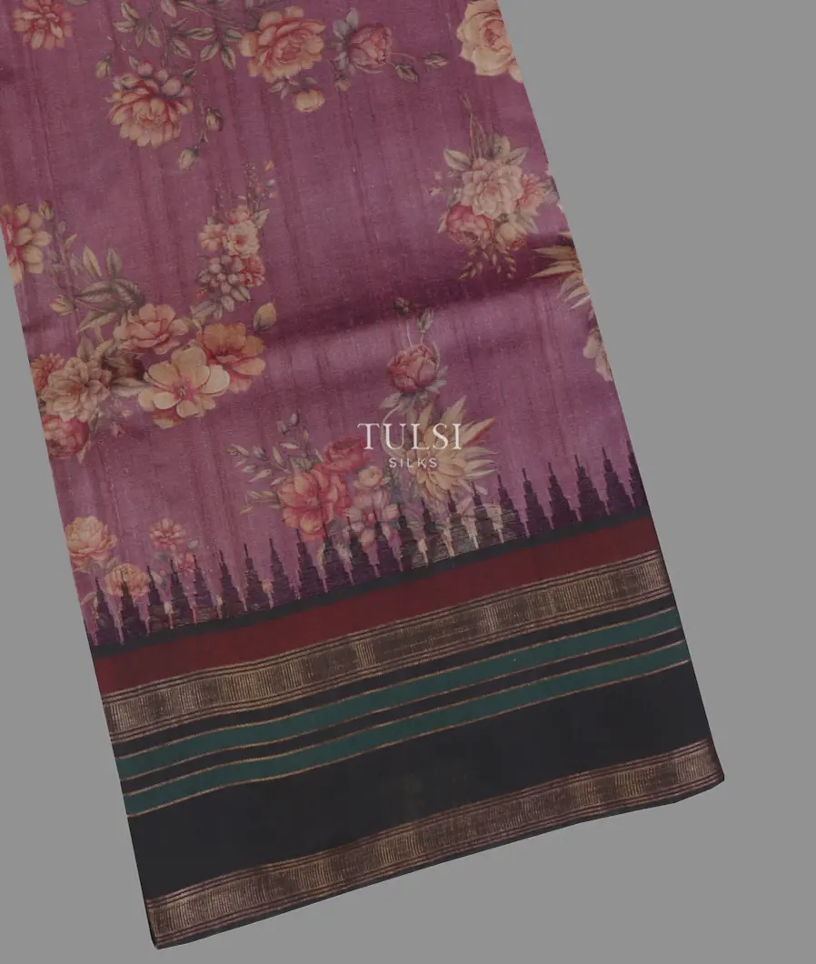 Purple Tussar Printed Saree T662895-image
