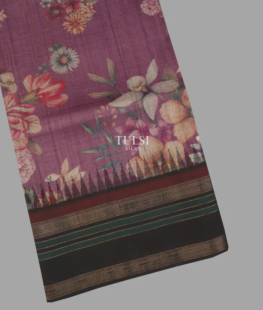 Purple Tussar Printed Saree T662881-image