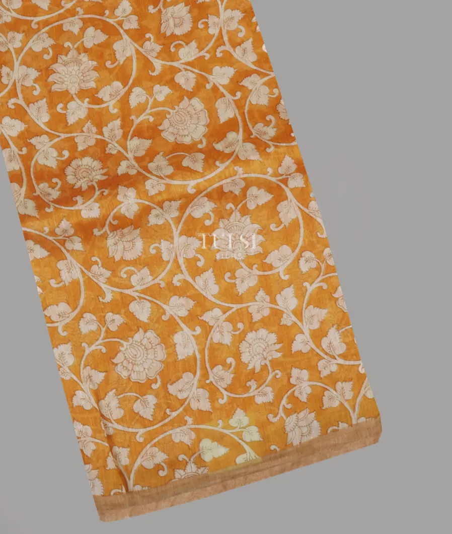Yellow Linen Printed Saree T659401-image