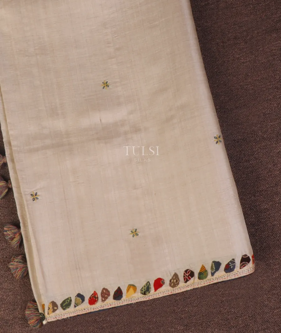 Beige Tussar Embroidery Saree T663907-image