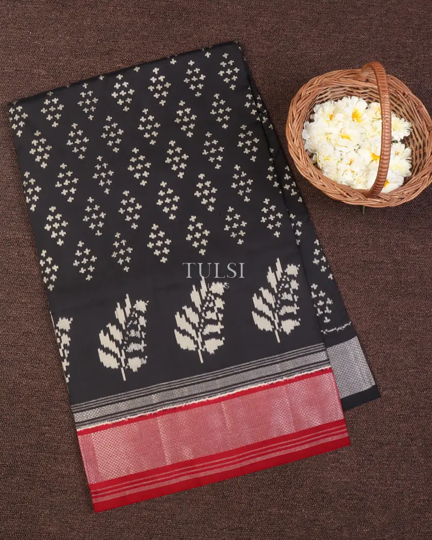 Black Ikat Silk Saree T663740-image