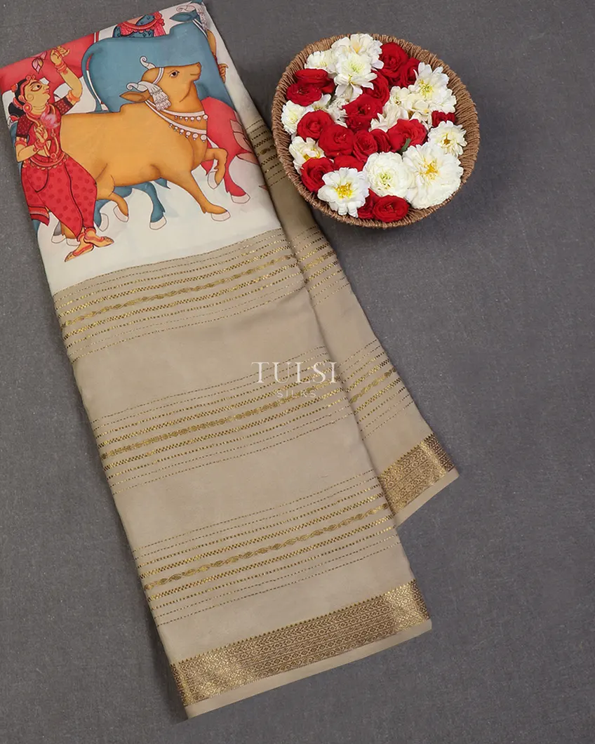 Light Grey Crepe Silk Saree T663555-image