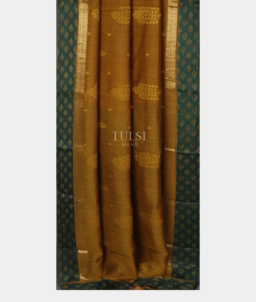 mustard-yellow-tussar-embroidery-saree-with-ajrakh-border-t595893-t595893-b