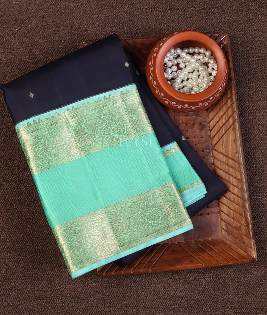 Midnight Blue Kanjivaram Silk Saree T664028-image