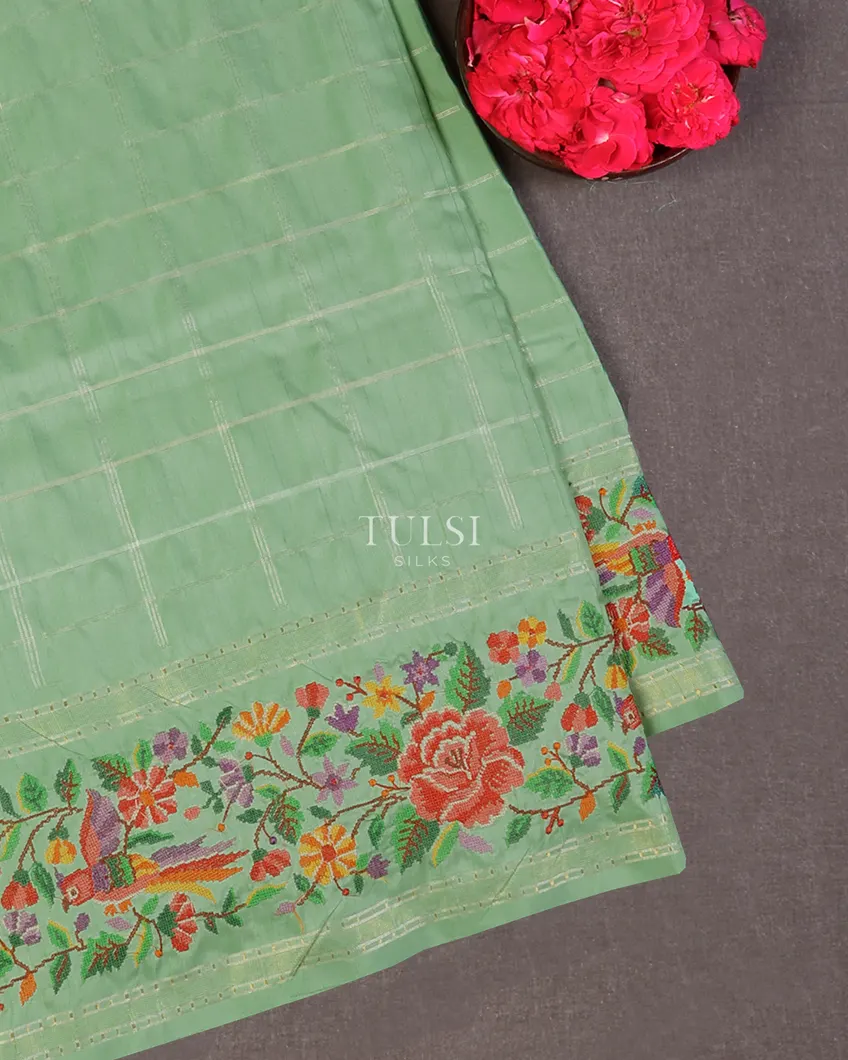 Green Kanjivaram Silk Embroidery Saree T663810-image