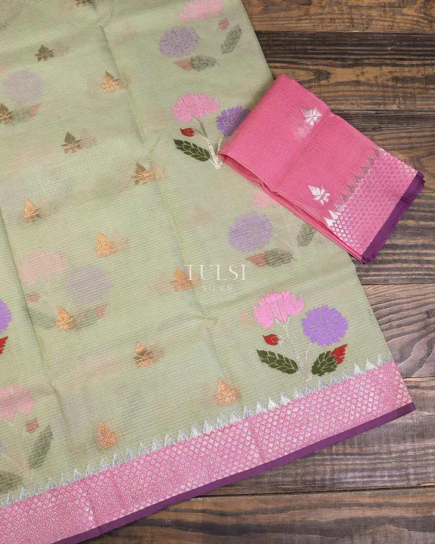 Light Green Zari Kota Saree T596122-image