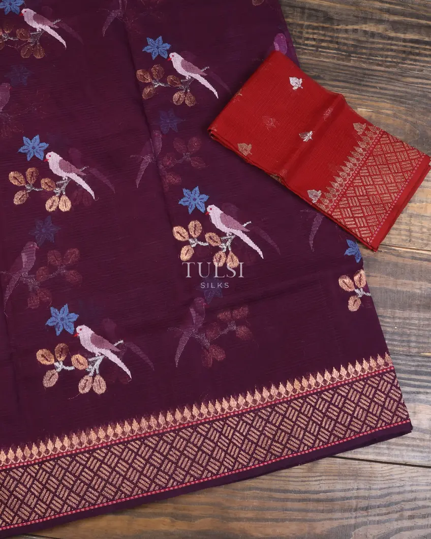 Purple Zari Kota Saree T599692-1-image