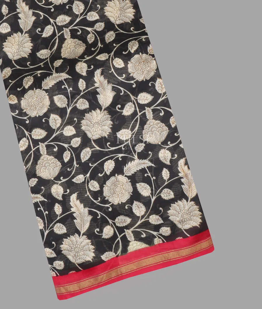 Black Soft Printed Cotton Saree T620352-image