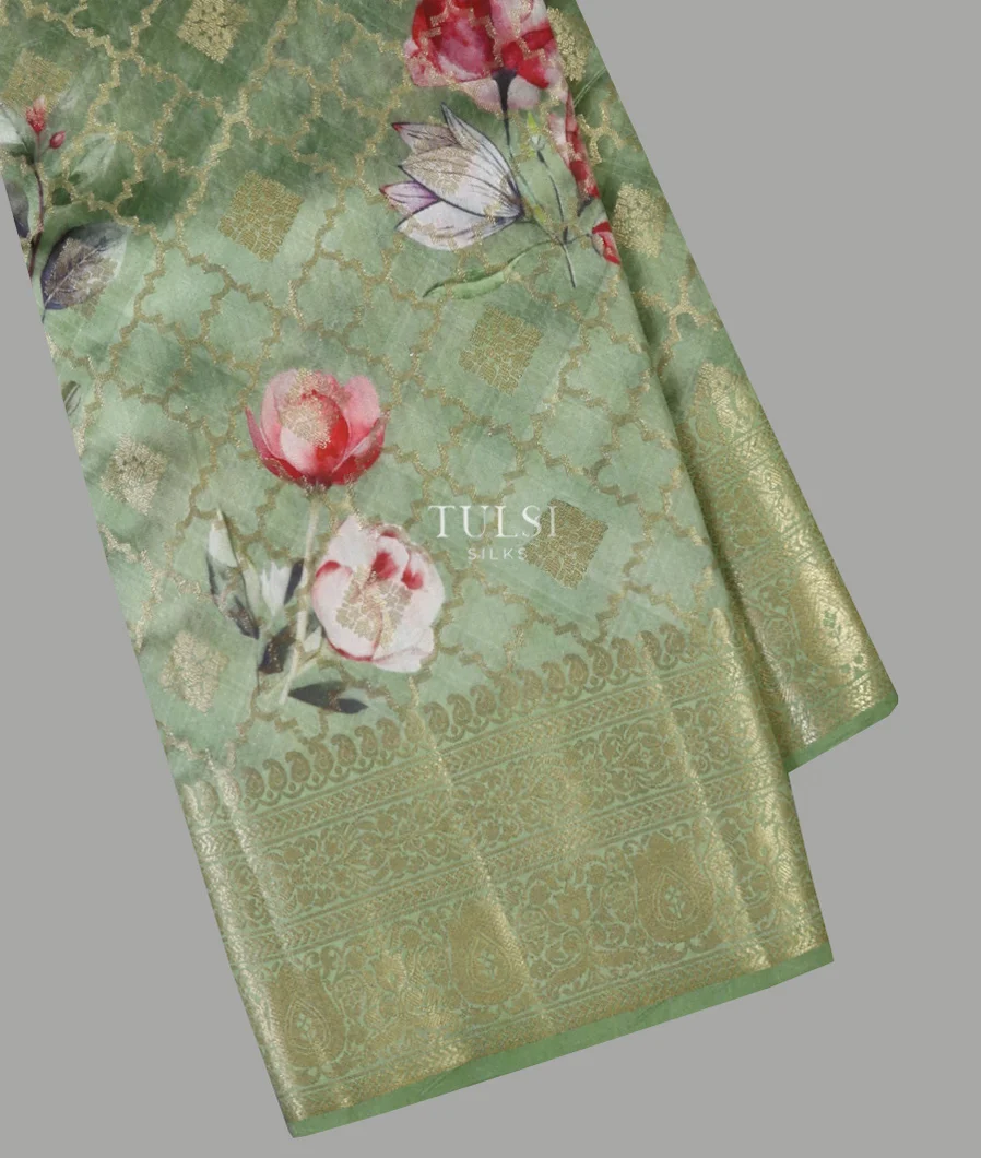 Green Chaniya Silk Saree T621601-image