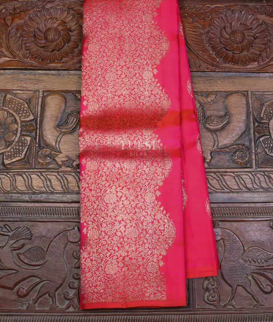 Orangish Pink Kanjivaram Silk Saree T654856-image