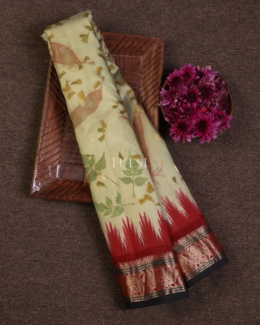 Greenish Beige Gadwal Silk Saree T664275-image