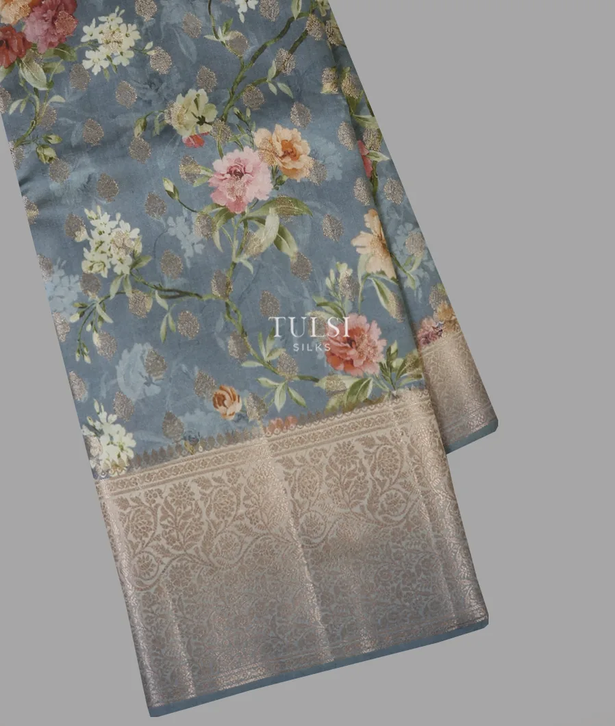 Bluish Grey Chaniya Silk Saree T659264-image