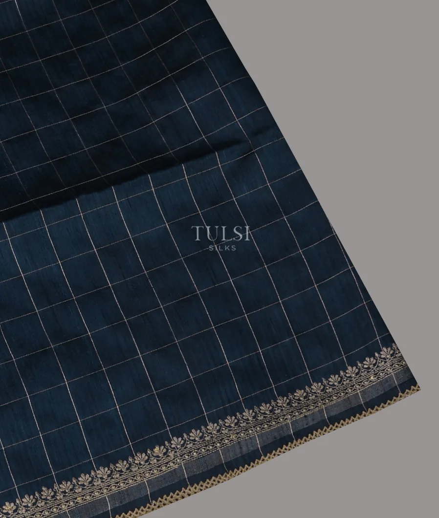 Blue Tussar Embroidery Saree T664296-image