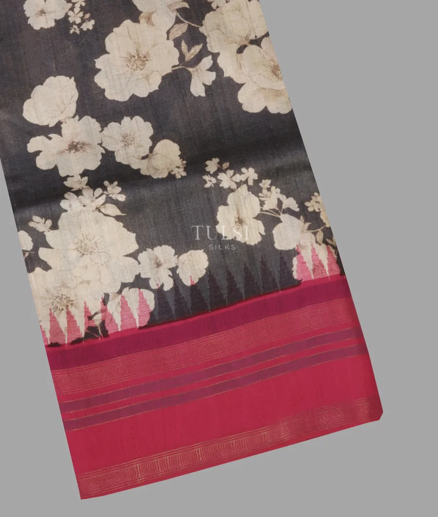 Grey Tussar Printed Saree T662904-image