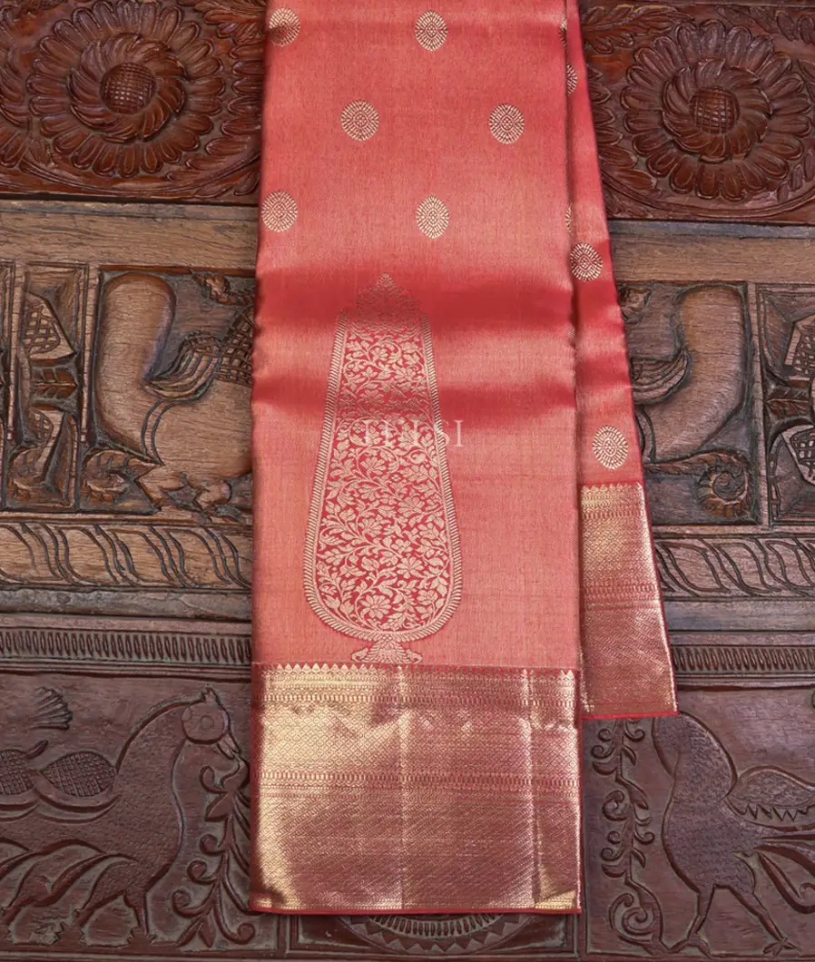 Dark Coral Pink Kanjivaram Silk Saree T654801-image