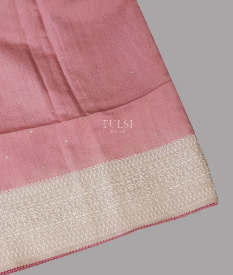 Pink Tissue Tussar Embroidery Saree T635188-1-image