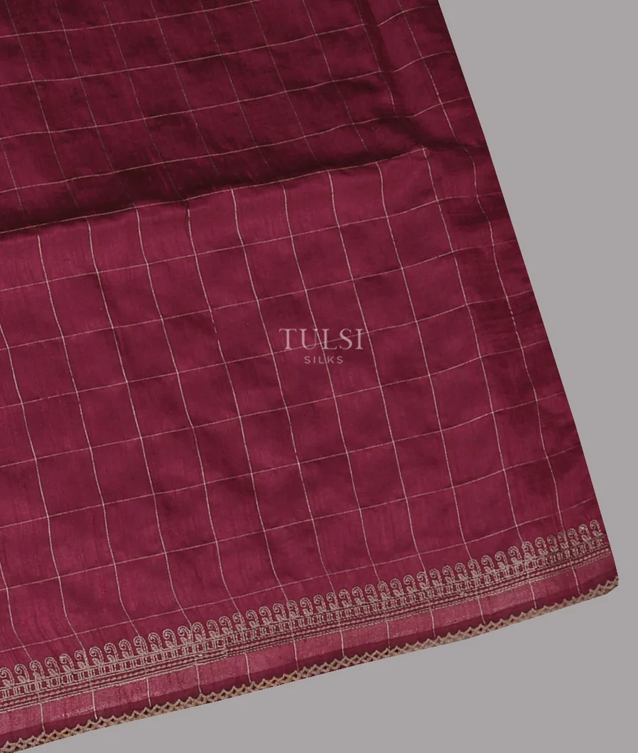 Pinkish Purple Tussar Embroidery Saree T664288-image