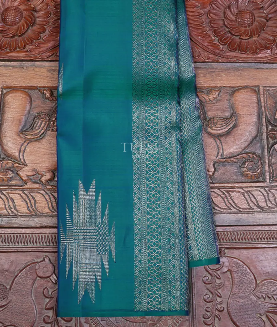 Peacock Blue Kanjivaram Silk Saree T660144-image