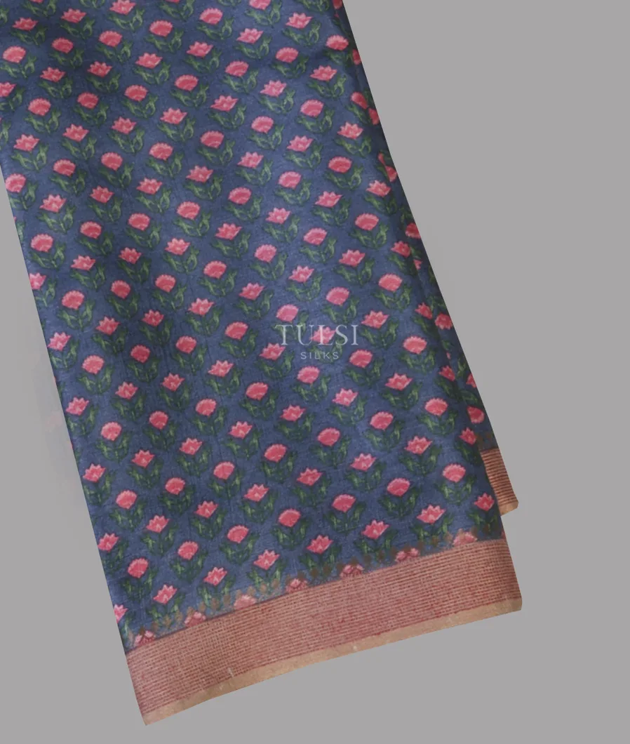 Blue Tussar Printed Saree T664168-image