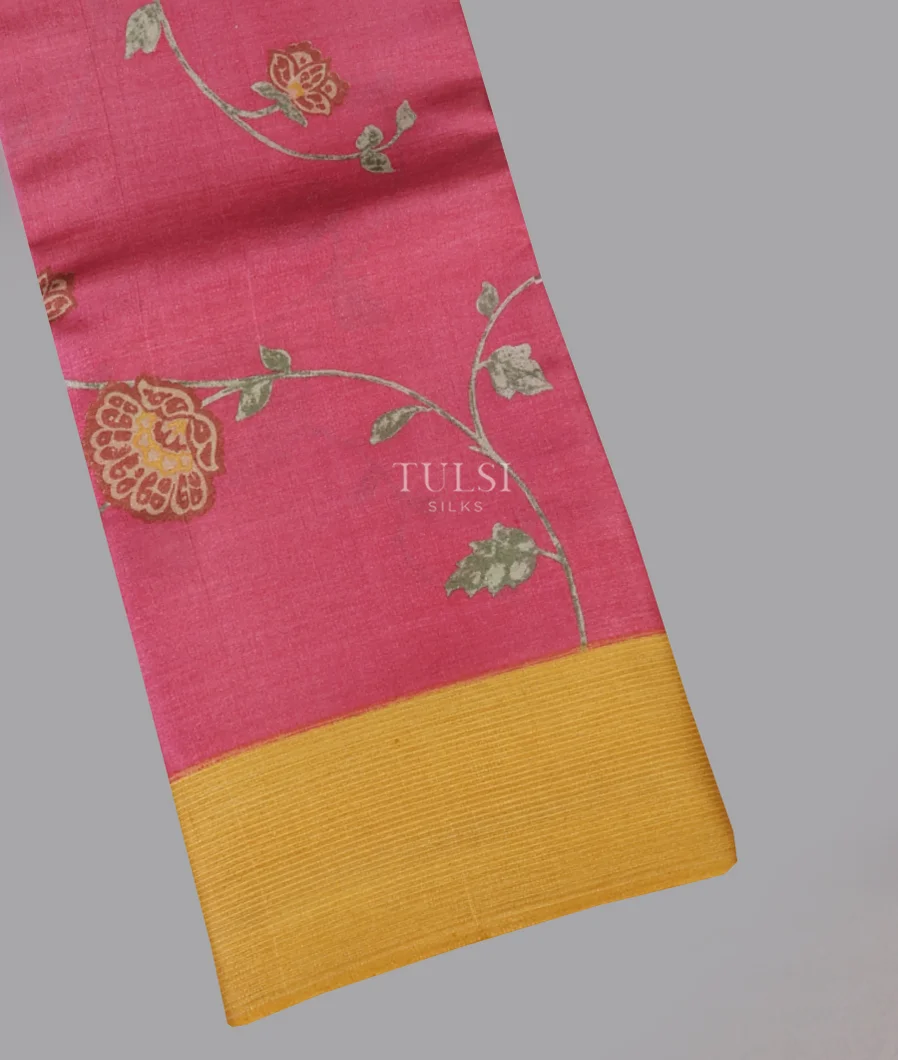 Pink Tussar Printed Saree T636517-1-image