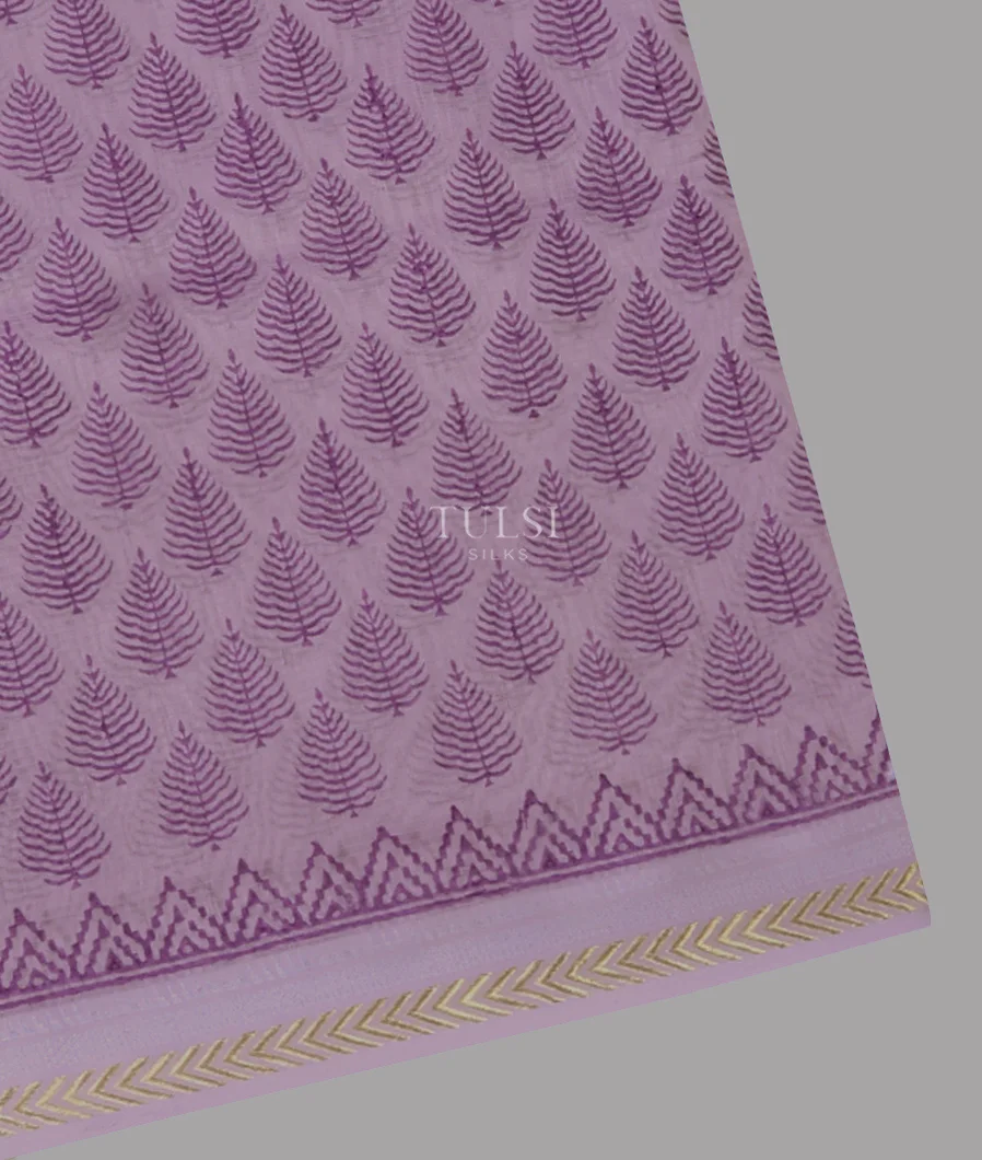 Lavender Maheshwari Printed Cotton Saree T657610-image