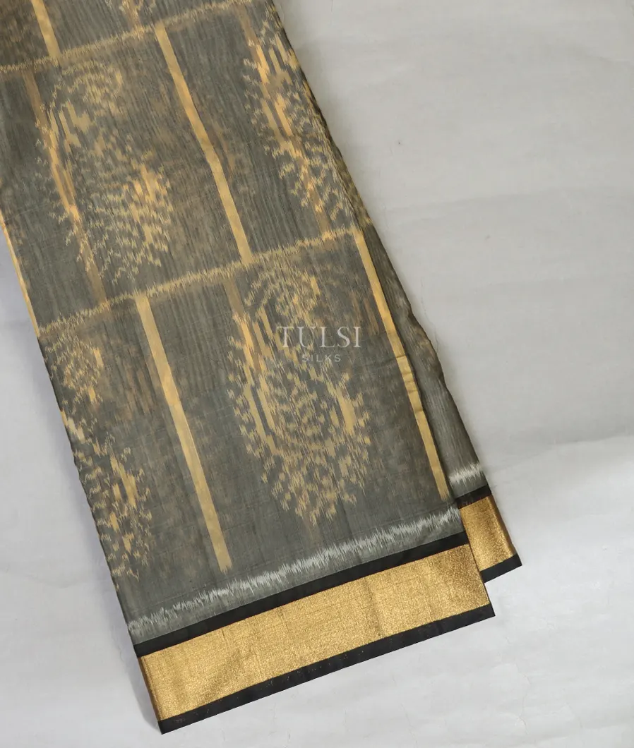 Grey Pochampalli Silk Cotton Saree T650389-image