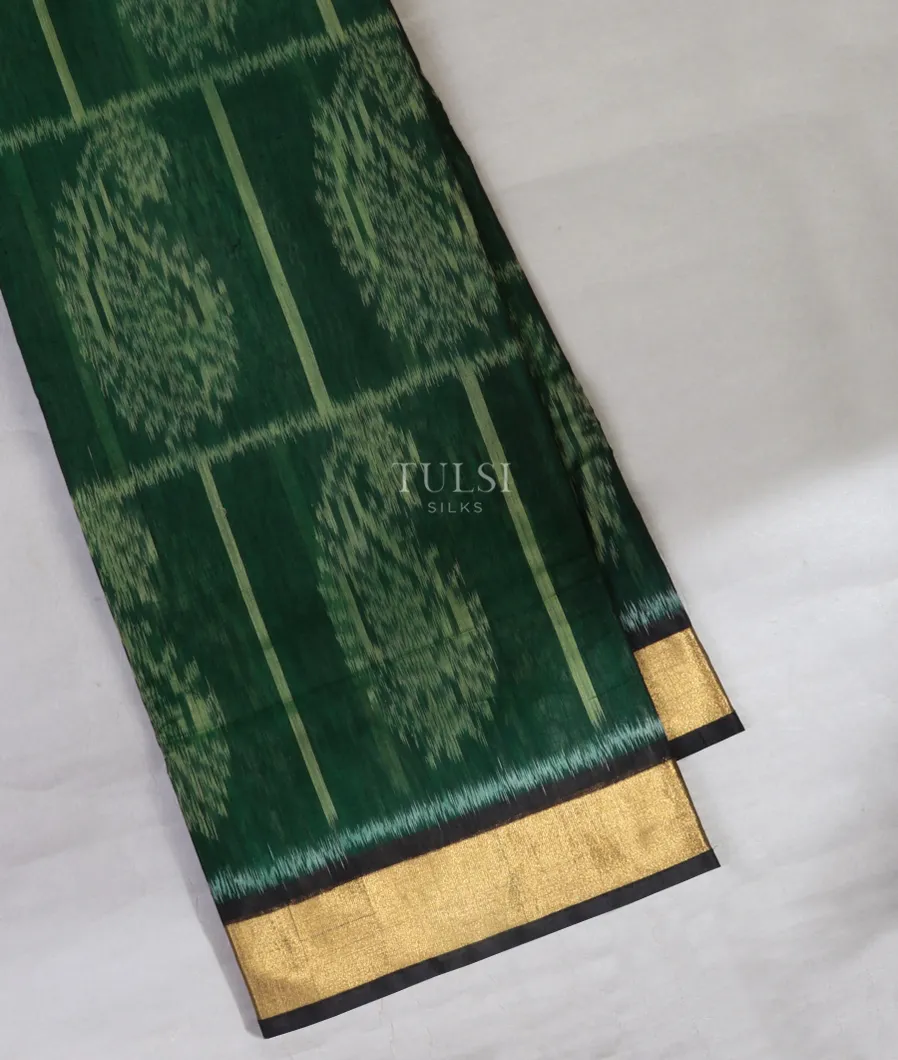 Bottle Green Pochampalli Silk Cotton Saree T650420-image