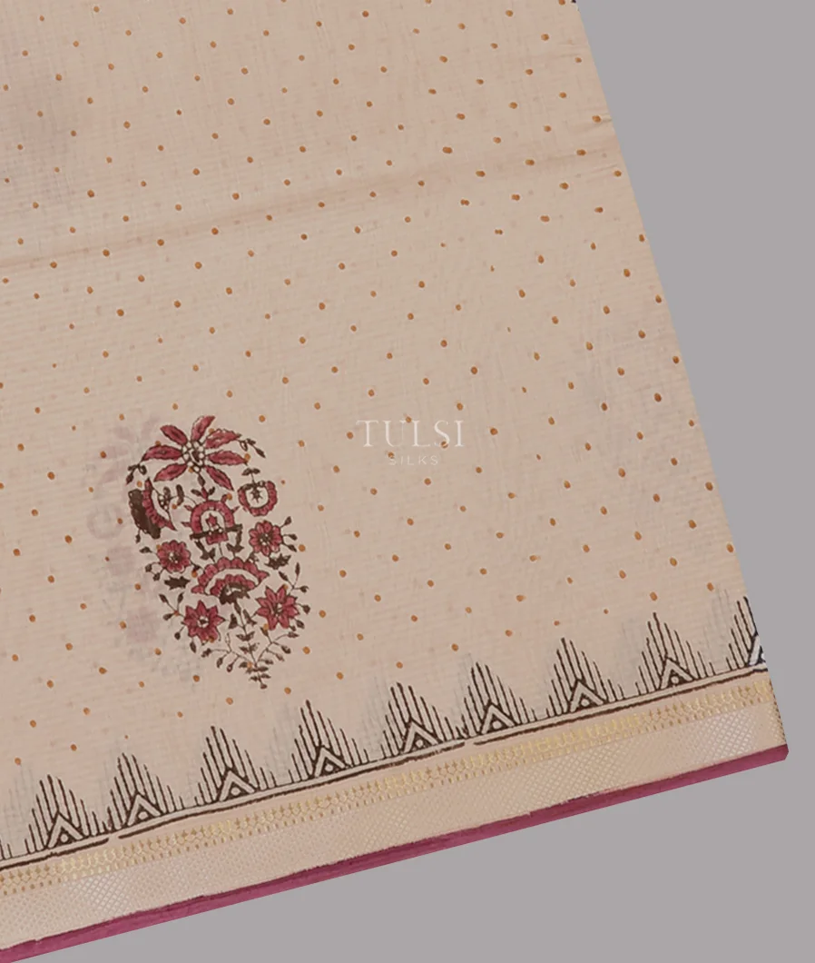 Beige Maheshwari Printed Cotton Saree T657586-image