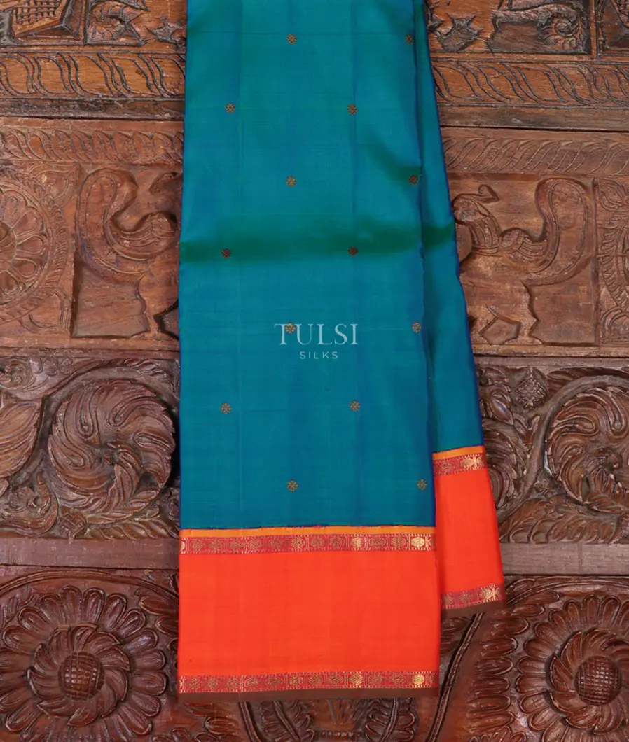 Peacock Blue Kanjivaram Silk Saree T664737-image