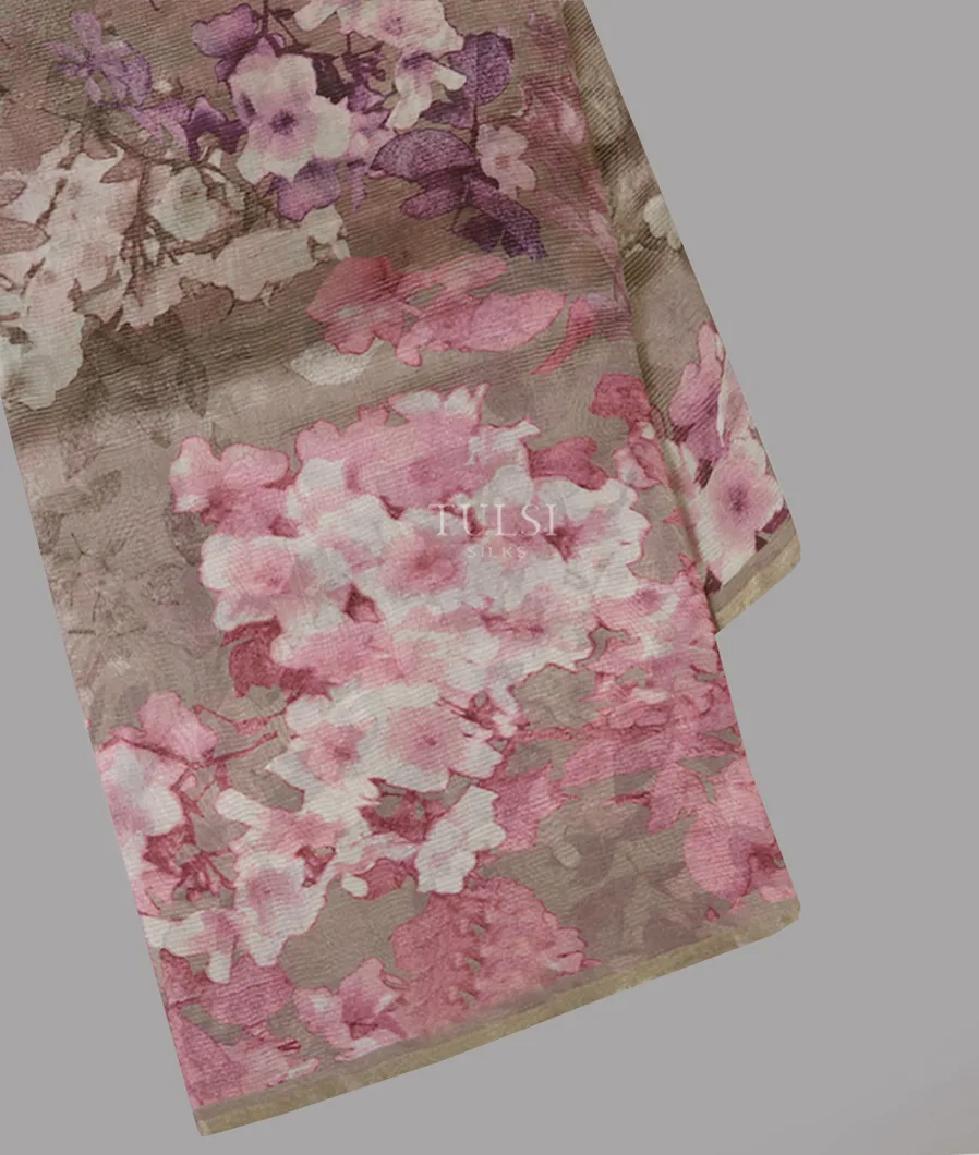 Grey Tissue Organza Printed Saree T626487-image