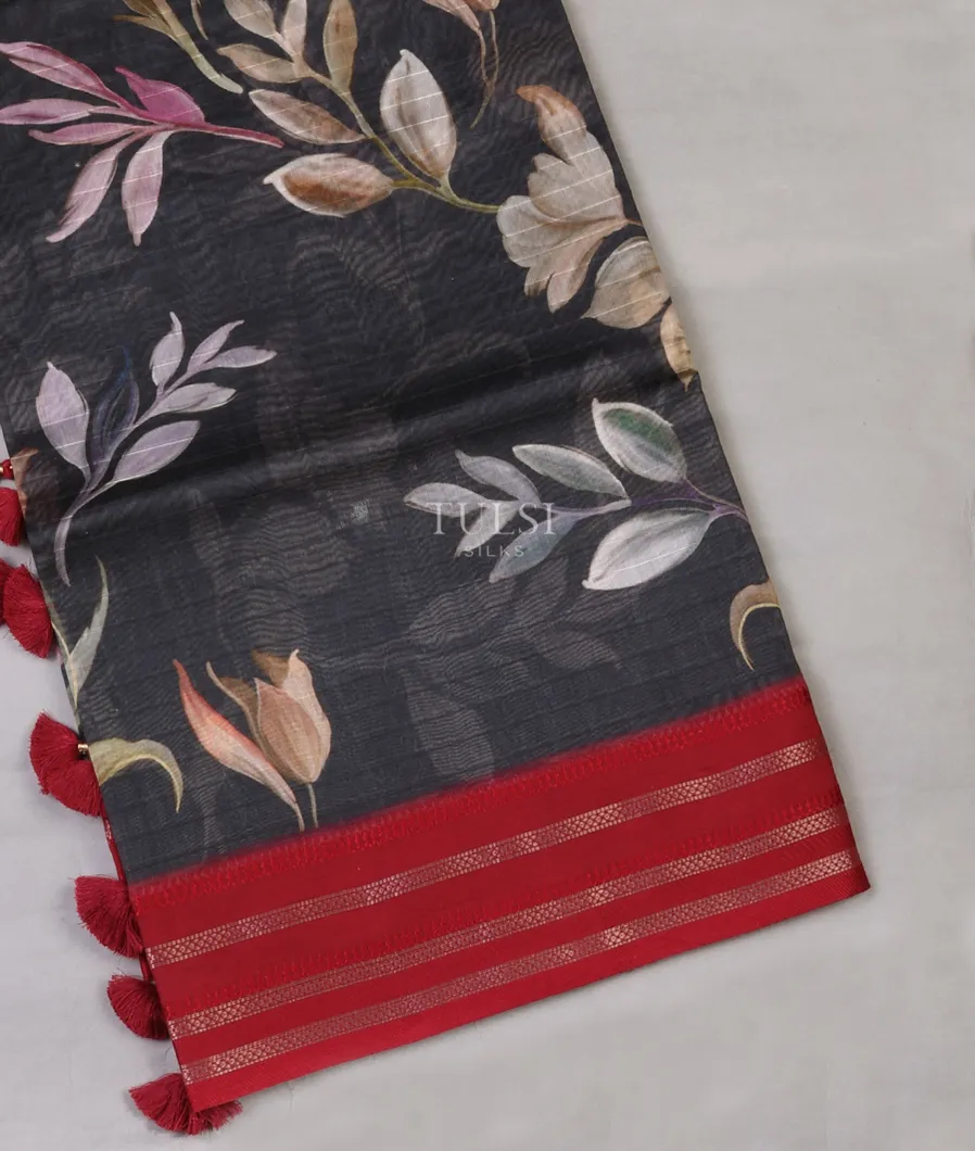 Elephant Grey Pure Mercerised Cotton Saree T661755-image