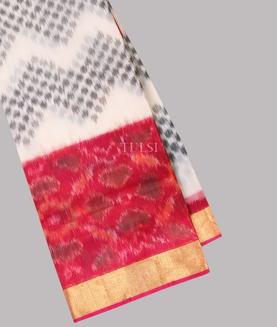 White Pochampalli Silk Cotton Saree T650338-image